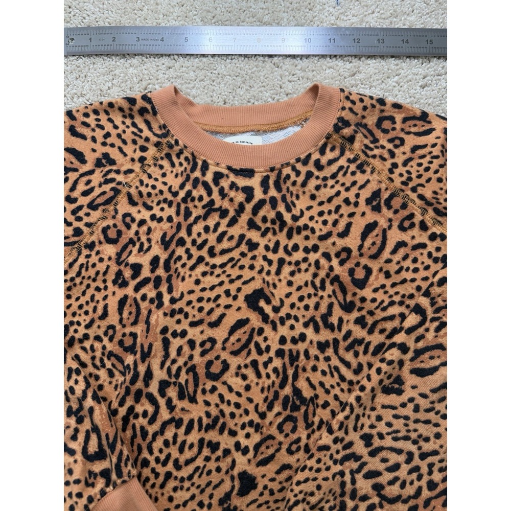 Billabong Sun Shrunk Cheetah‎ Leopard Print Raglan Crewneck Sweatshirt Size Med - Picture 6 of 16